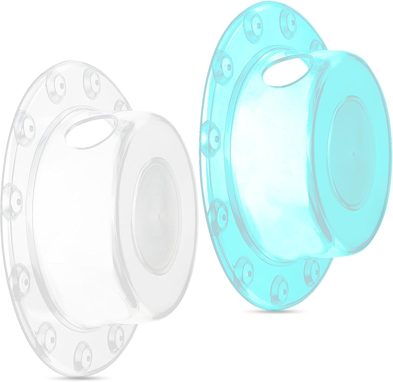 Notoke bathtub stoppers front view showcasing transparent and green PVC design