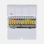 Rembrandt watercolor tubes and metal tin box layout