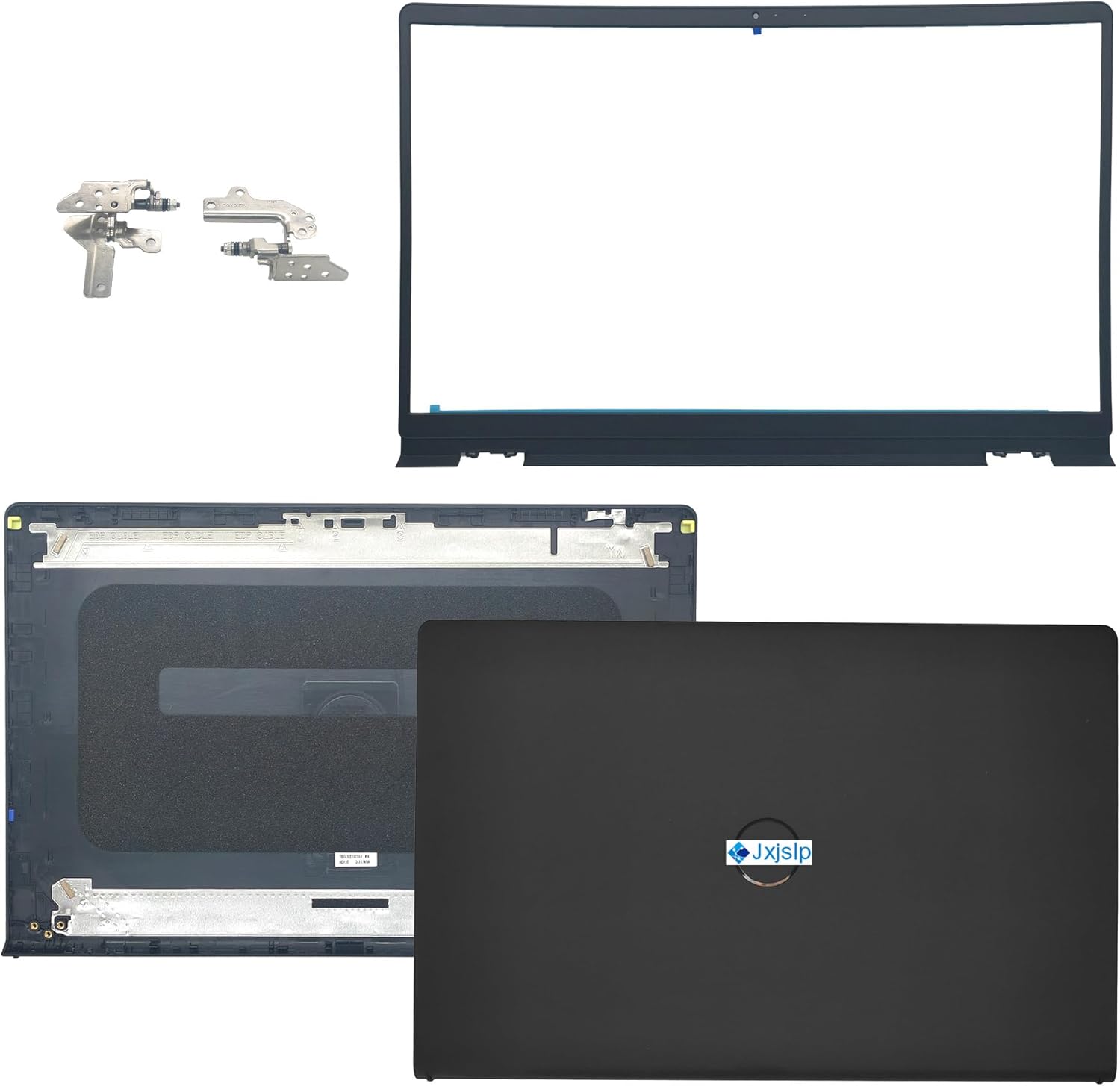 Jxjslp replacement laptop LCD back cover set showing rear display lid and pre-attached hinges