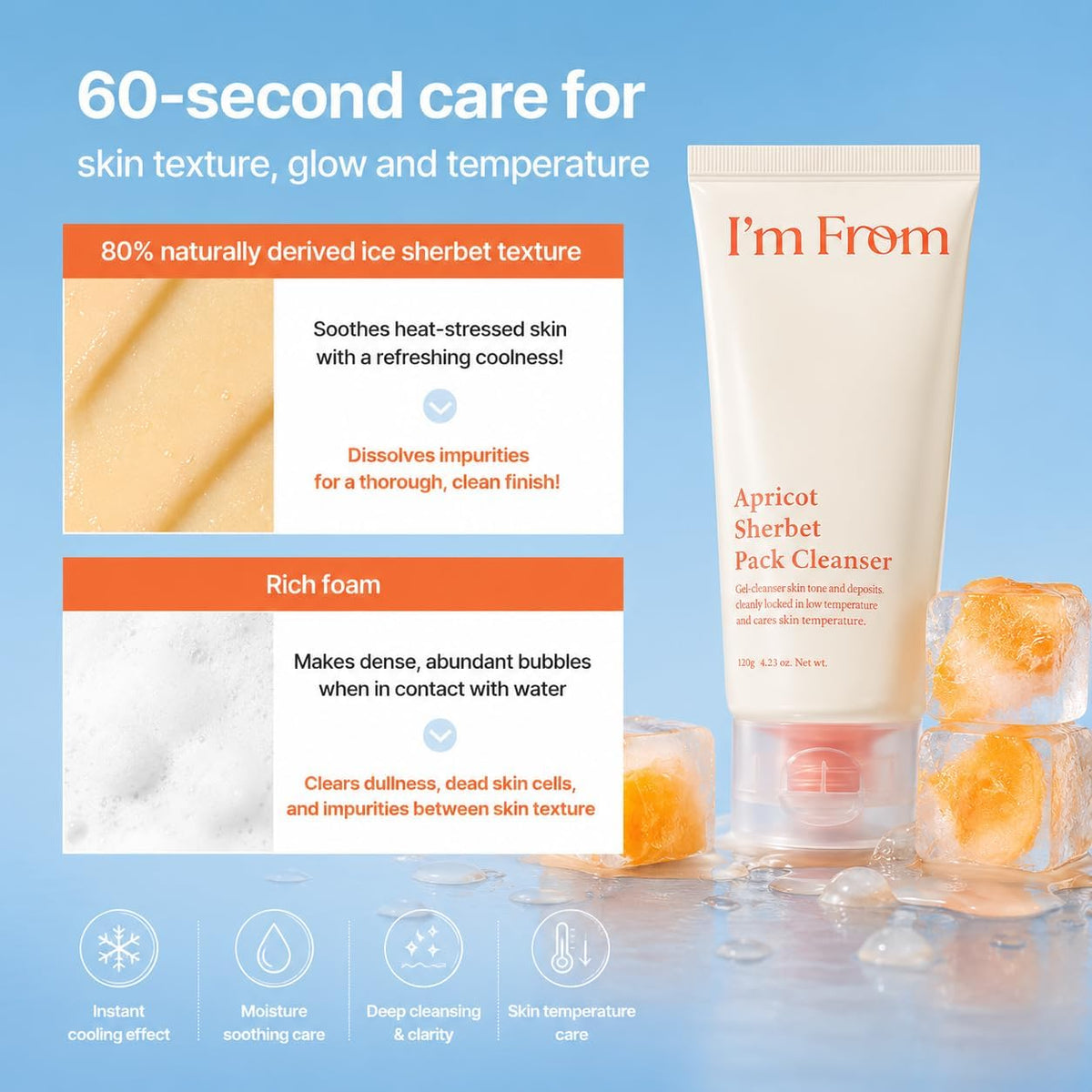 I'm From Apricot Sherbet Pack Cleanser texture closeup