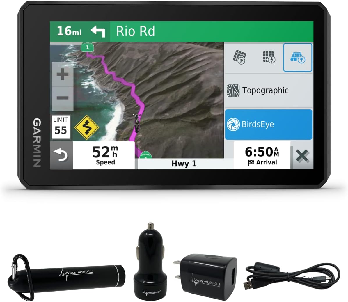 Wearable4U Garmin Zumo XT motorcycle GPS navigation system front view displaying map screen