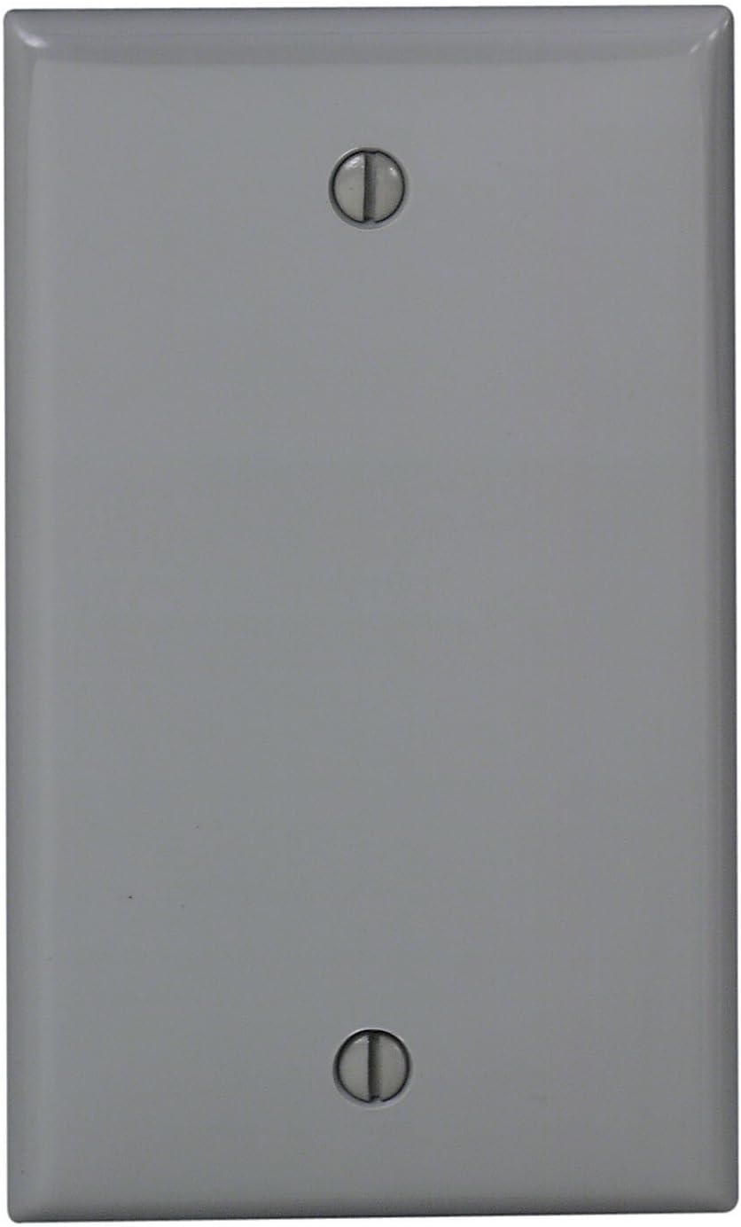Leviton 80714-GY 1-Gang Blank Wallplate Gray front view buy authentic electrical accessories online