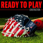 Toddler using Franklin Sports teeball glove for catching