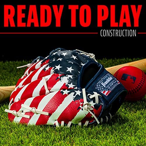 Toddler using Franklin Sports teeball glove for catching