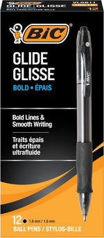 BIC Glide Bold black ballpoint pens front view packaging