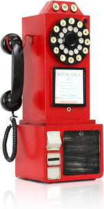 Antique Telephone - Pink Rotary Dial Landline Phone Model Vintage Classic Phone Props Retro Wall Mounted Crafts Ornaments Cafe Bar Window Booth Decoration - 9.8''L x 6.3''W x 19.7''H - Image 9