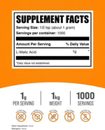 BulkSupplements L-Malic Acid pure dietary supplement nutrition facts packaging
