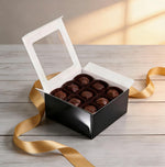 Frantis small favor box demonstrated with gold satin ribbon
