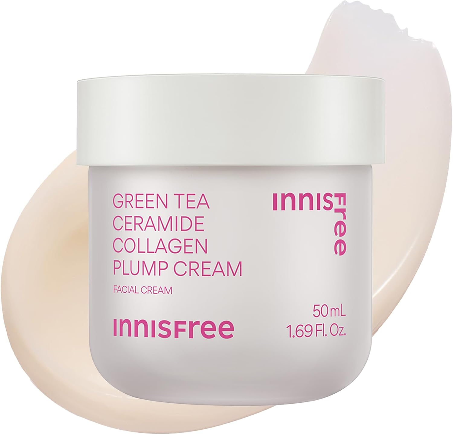 Innisfree Green Tea Ceramide Collagen Plump Cream 50ml jar front view
