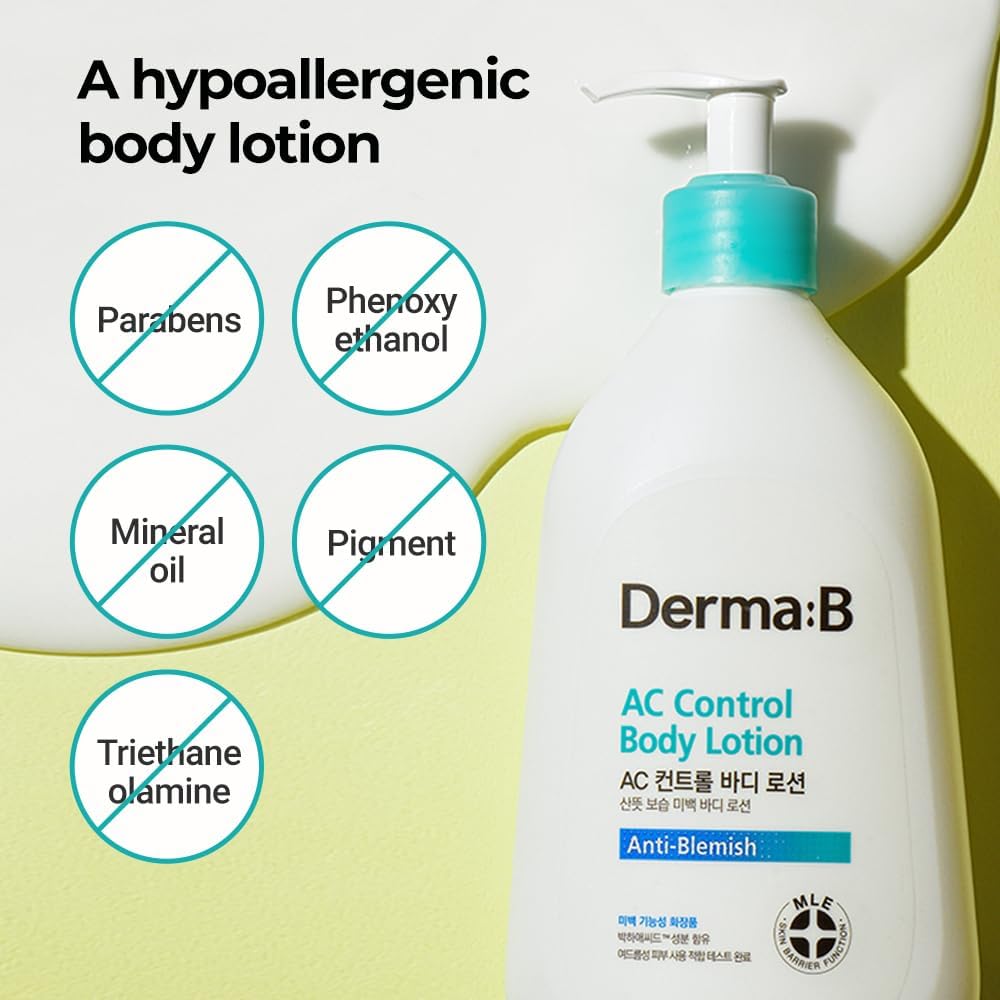 Derma B AC Control Body Lotion pump dispenser close up