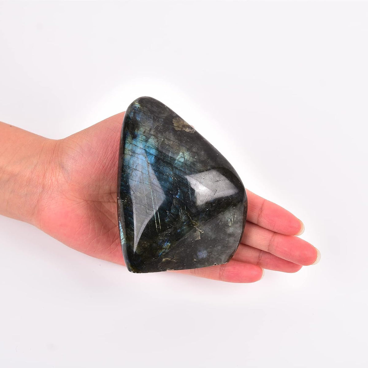 JIC Gem Class 1 Labradorite Polished Gemstone Healing Crystal Worry Palm Stone Crystal Reiki Stone for Anxiety Stress 0.8-1 lb - Image 11