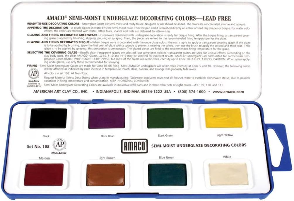 Amaco pottery supply set packaging back view