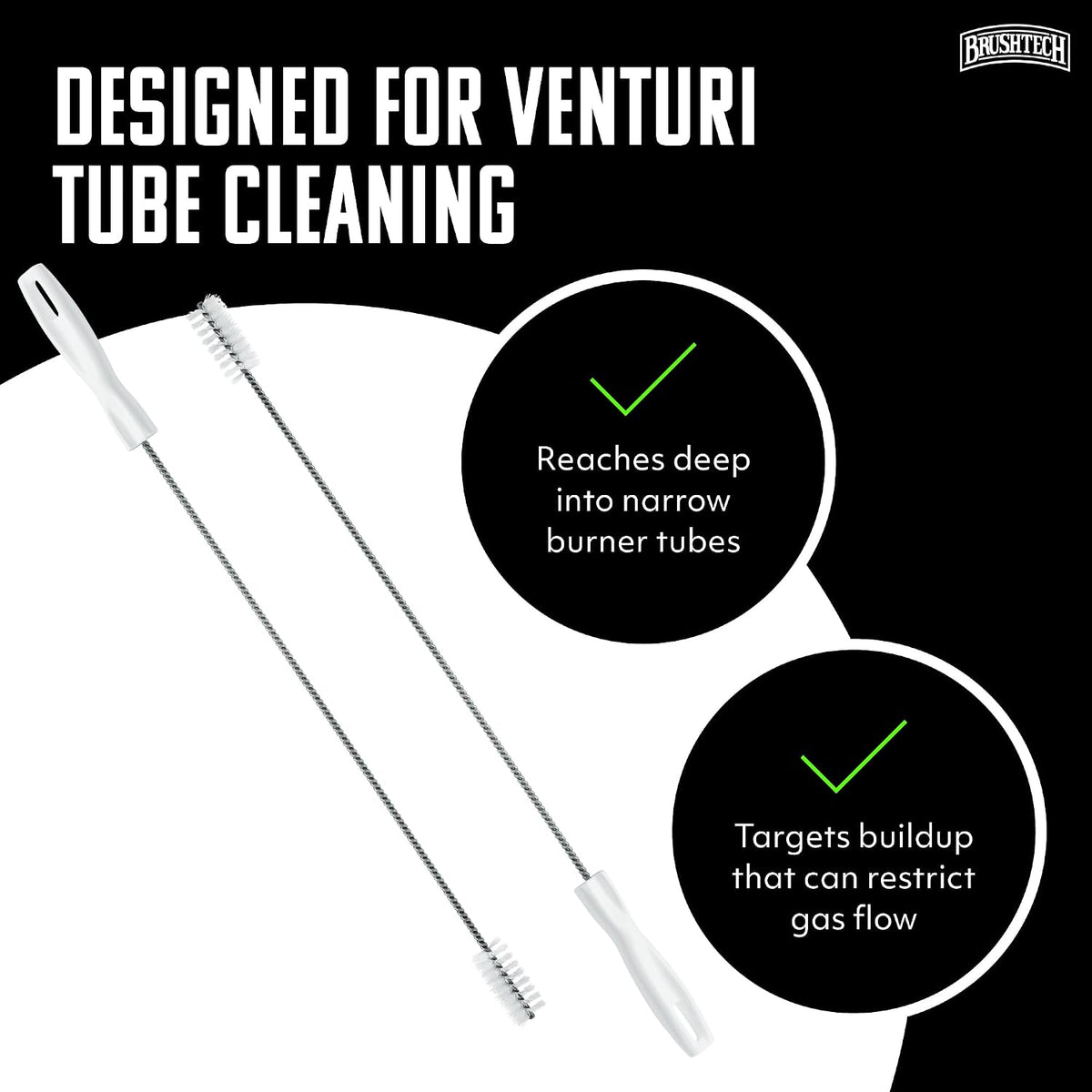 Brushtech gas grill burner maintenance brush in use