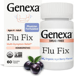 Genexa Flu Fix 60 tablets front packaging for homeopathic flu relief.