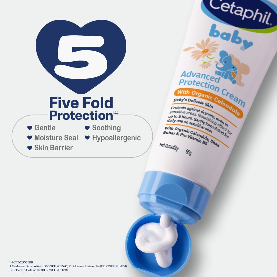 Cetaphil Baby Cream, Face & Body Moisturizing Cream | Advance Protection | Gentle & Soft with Organic Calendula 85gm - Image 5