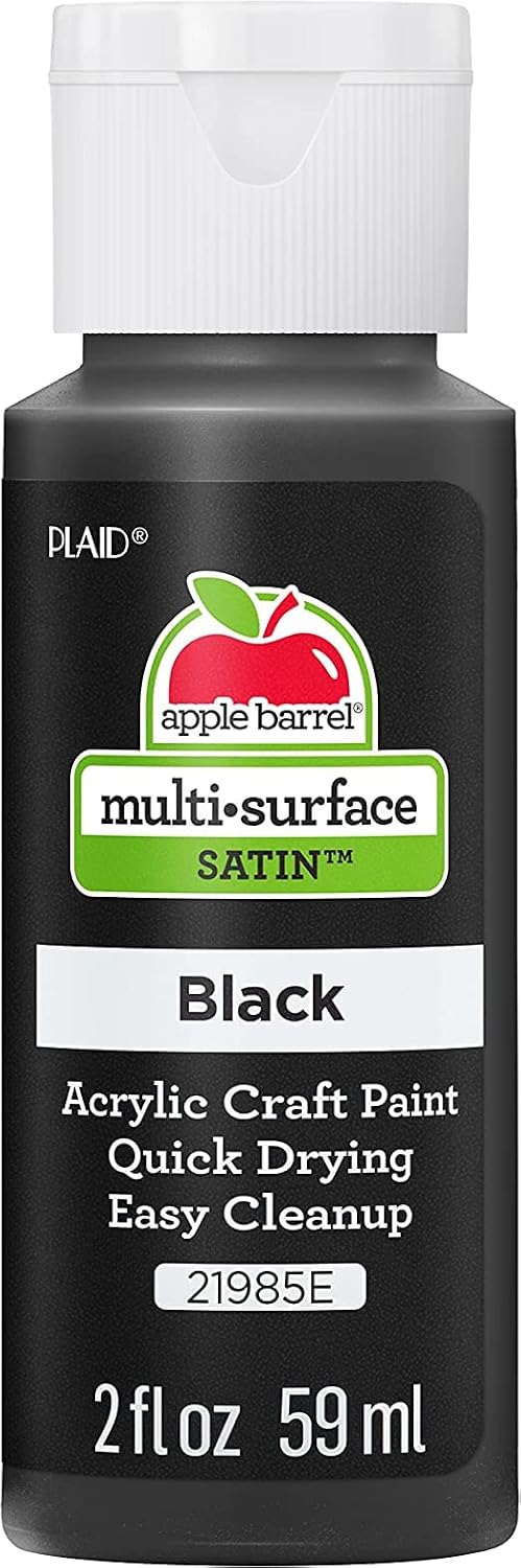Apple Barrel multi surface acrylic paint black front view bottle