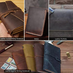 Applying natural oil to surface of brown leather craft supply
