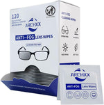 ARCHXX anti fog wipes for glasses 120 count dispenser box front view displaying imported packaging