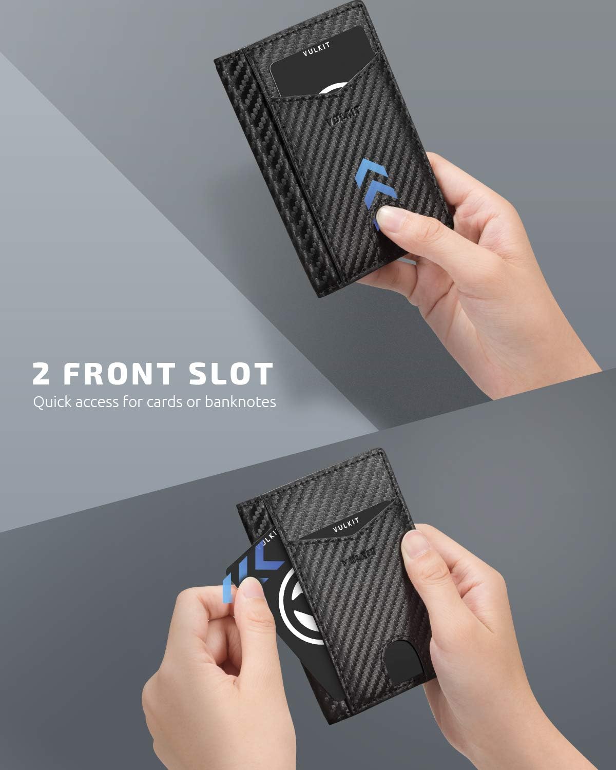 VULKIT minimalist leather wallet open card slots
