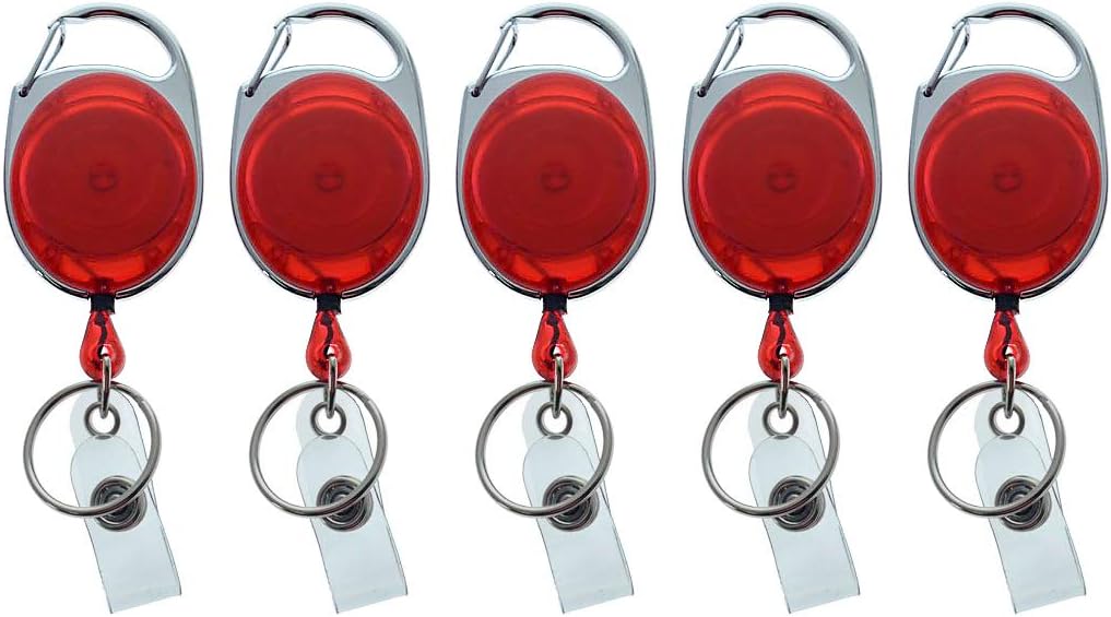 5 Pack - Premium Retractable Oval Shaped Badge Reels with Carabiner Belt Loop Clip, Keychain and ID Holder Strap by Specialist ID (Solid Black) - Image 9