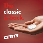 Side profile of Certs crisp cinnamon portable candy packet