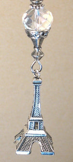 Trace Ellements Eiffel tower charm with crystal glass bead closeup