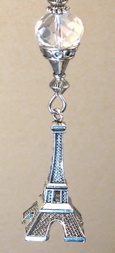 Trace Ellements Eiffel tower charm with crystal glass bead closeup