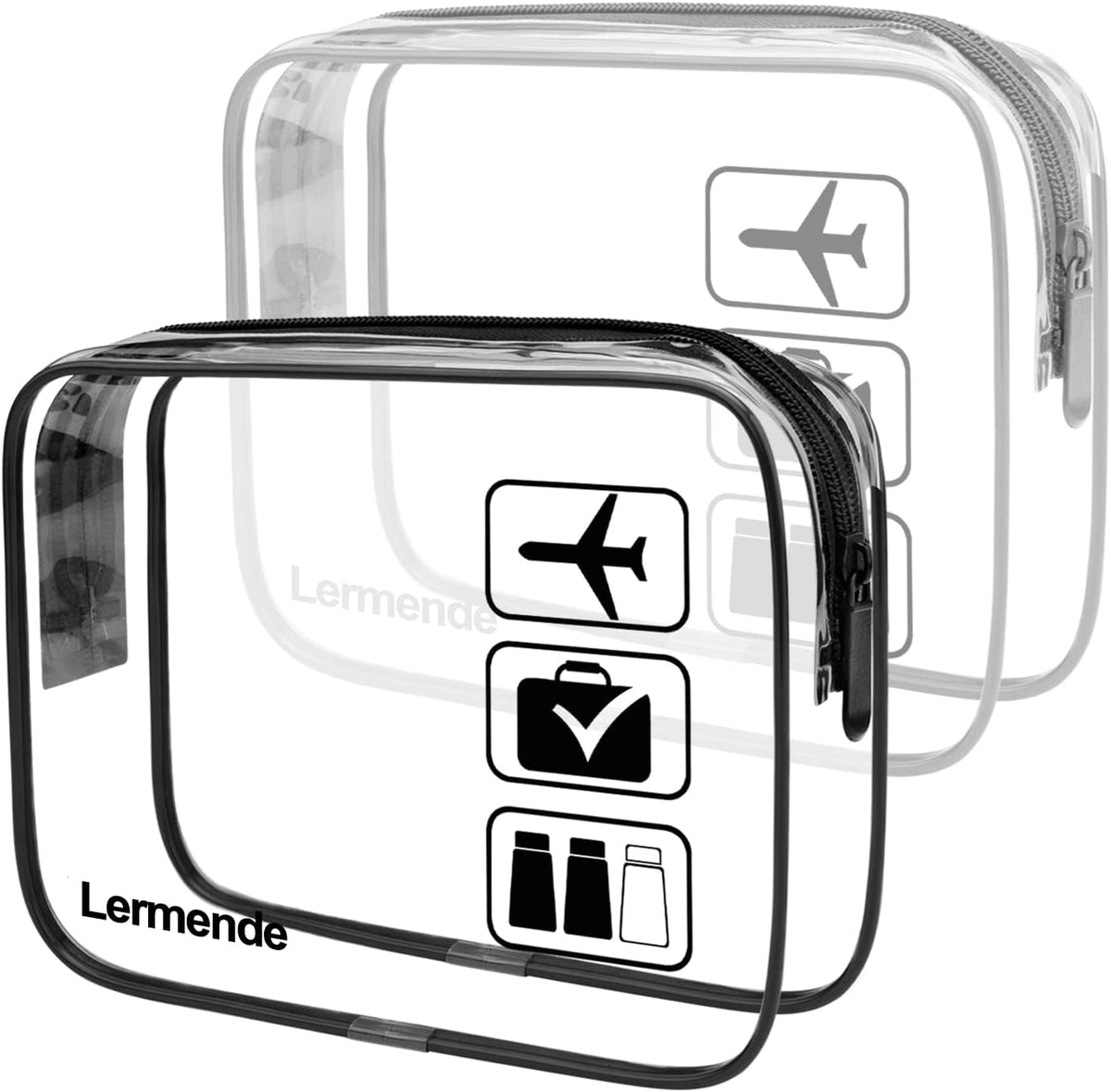 Lermende Clear Toiletry Bag TSA Approved Quart Size Travel Carry On - 2Pcs - Image 14