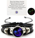 Vintage Zodiac Constellation Bracelets Zodiac Guardian Bracelet Black Leather Bracelet Adjustable Handmade Woven Bracelet Birthday Jewelry for Women - Image 15