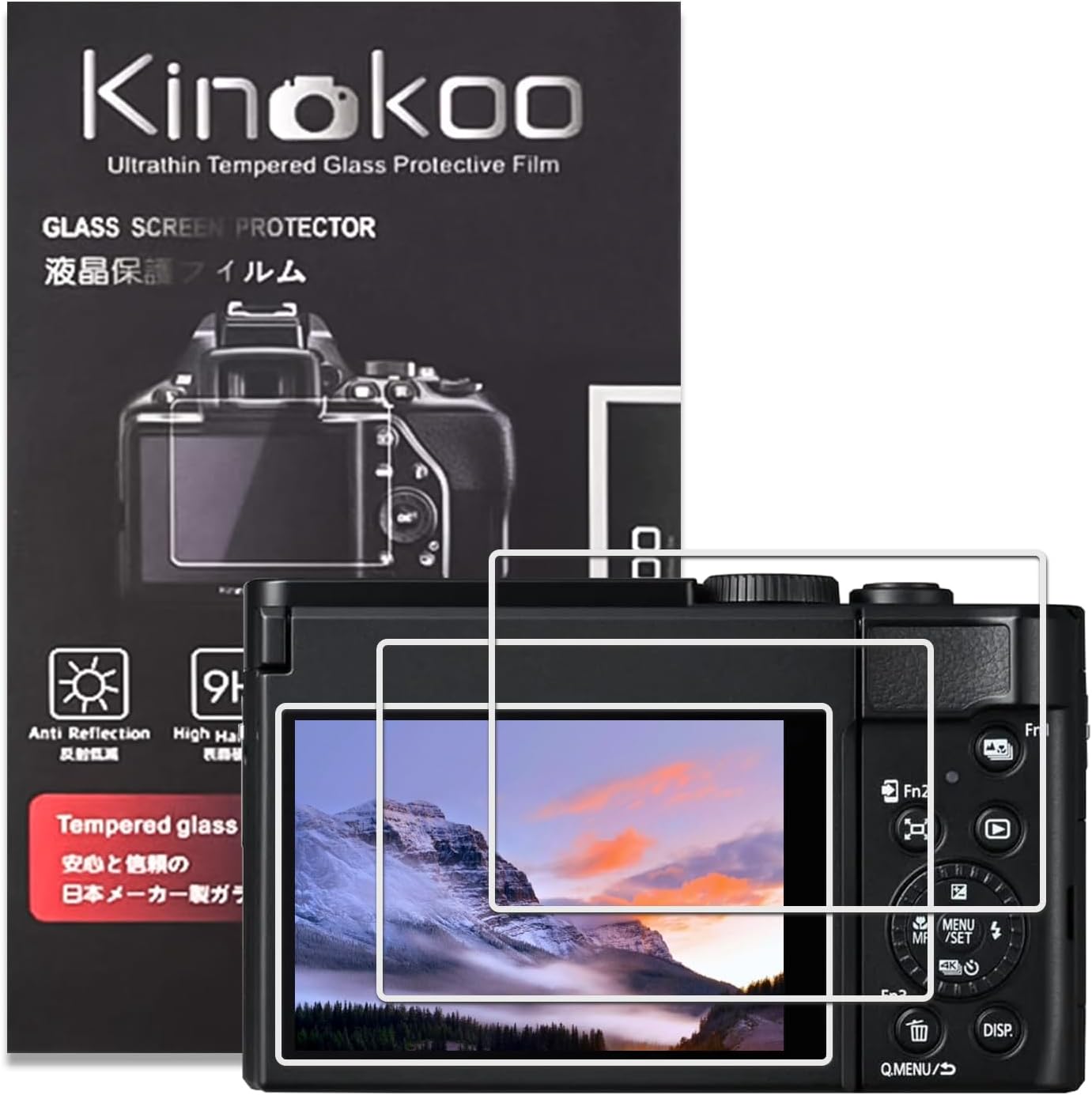 Kinokoo tempered glass screen protector for Panasonic Lumix ZS99 camera front view