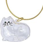 Sencdfly Cat Hair Storage Keychain front view showcasing clear cat shaped pet fur capsule