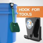 Flipper bucket buddy accessory holding siphon hose securely
