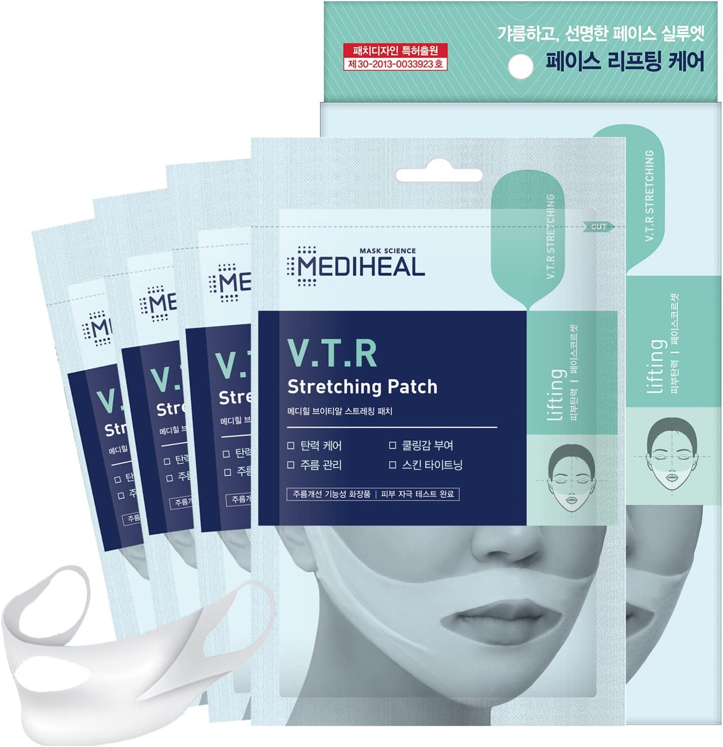 Mediheal VTR Stretching Patch front packaging showing the face lifting band mask sheet