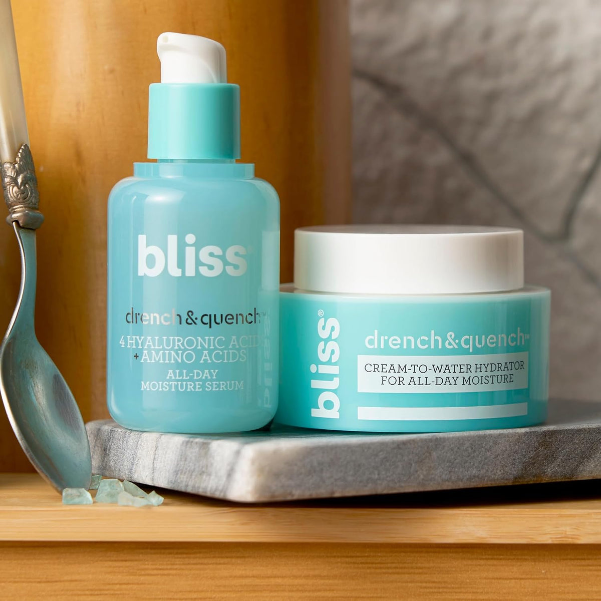 Bliss water-based gel moisturizer and serum texture close up