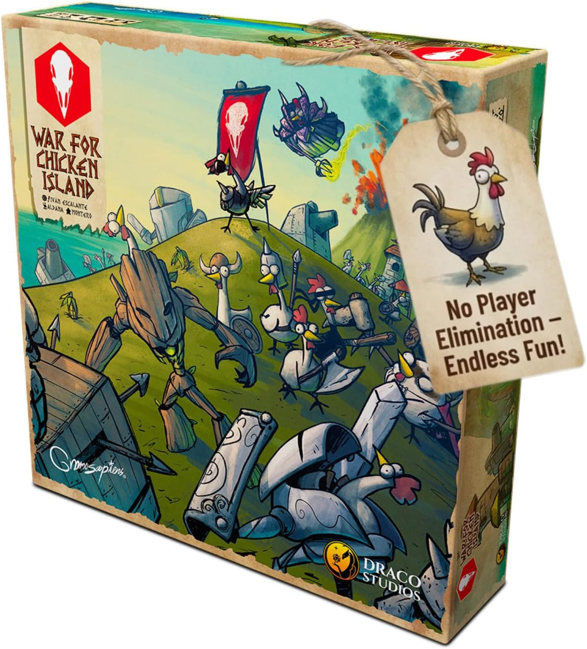 Draco Studios War for Chicken Island 2nd Edition board game front box view