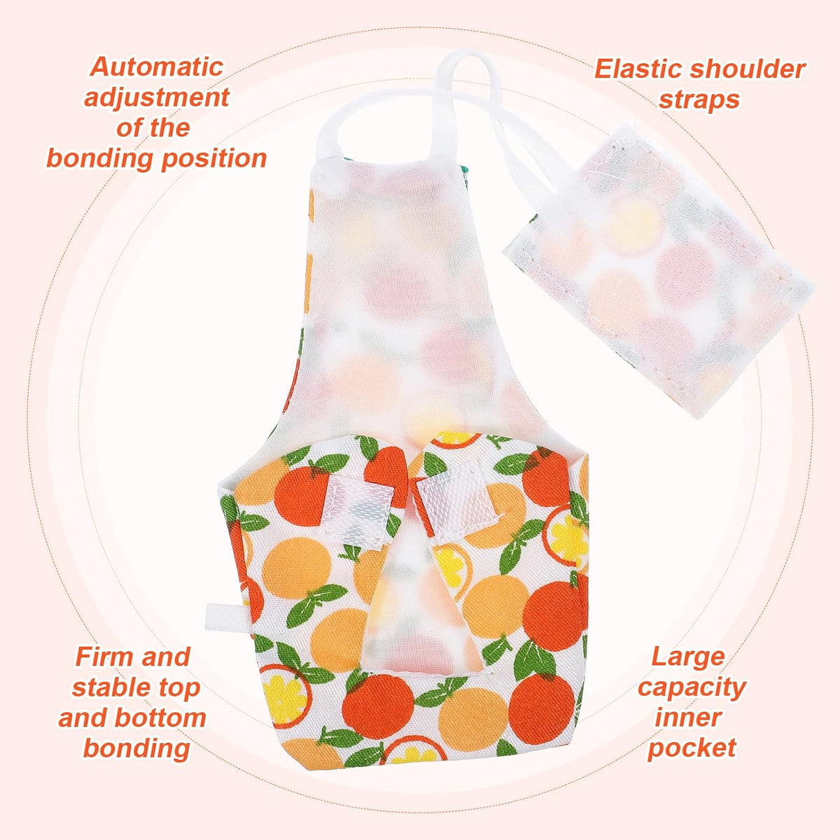 Soft and breathable pet bird diaper suit with secure hook and loop fasteners.