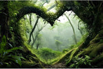 AWERT Tropical Rainforest Terrarium Background front view showcasing a foggy forest with a green stream for reptile habitats.