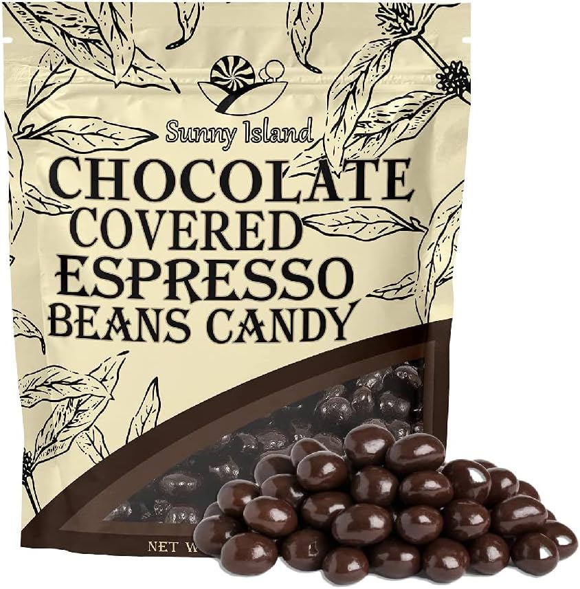 Sunny Island Dark Chocolate Covered Espresso Beans front view in bag