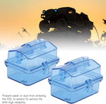 Transparent blue plastic receiver enclosure for RC boats