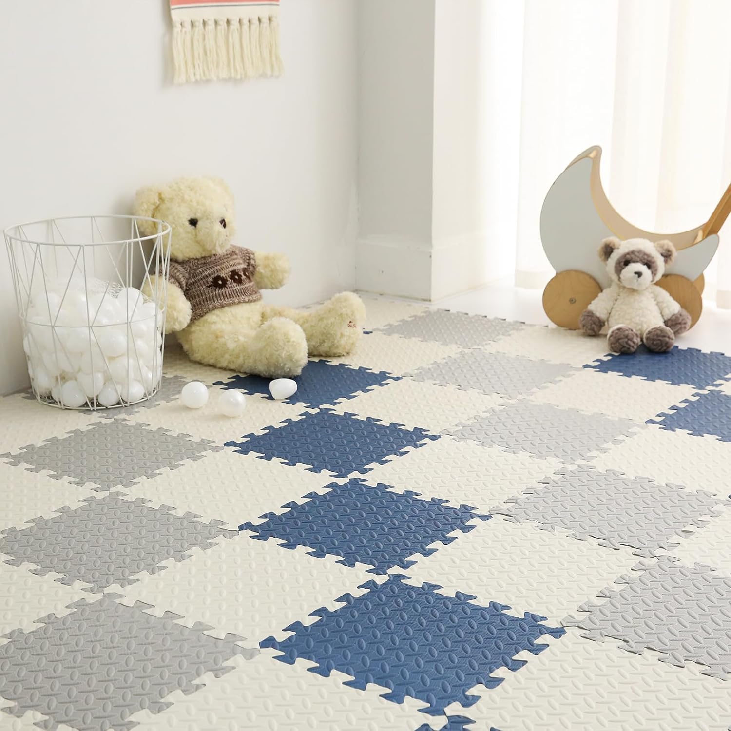 Tamiplay foam play mat 16 tile set front view for toddlers
