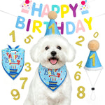 Supet dog birthday decorations kit blue front view