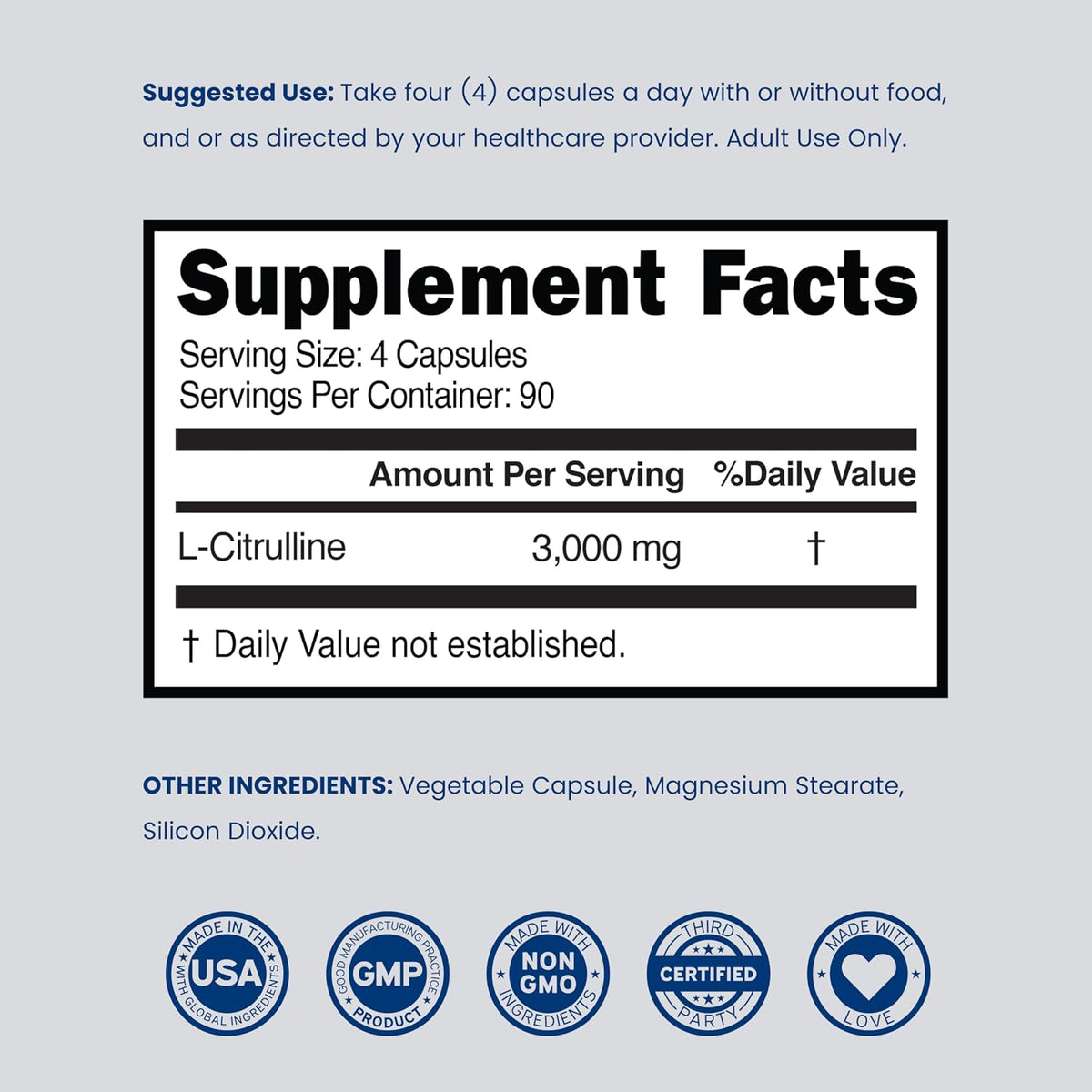 Dorado Nutrition L-Citrulline supplement 90 servings bottle
