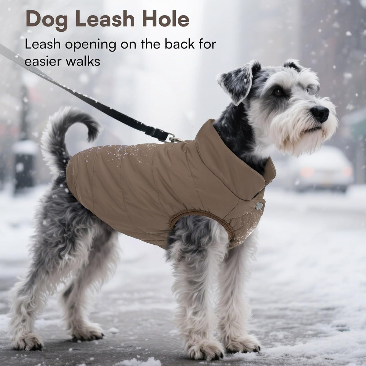 Asenku dog puffer coat closeup of elastic edges