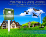 SereneLife outdoor animal repeller close up of speaker and LED lights