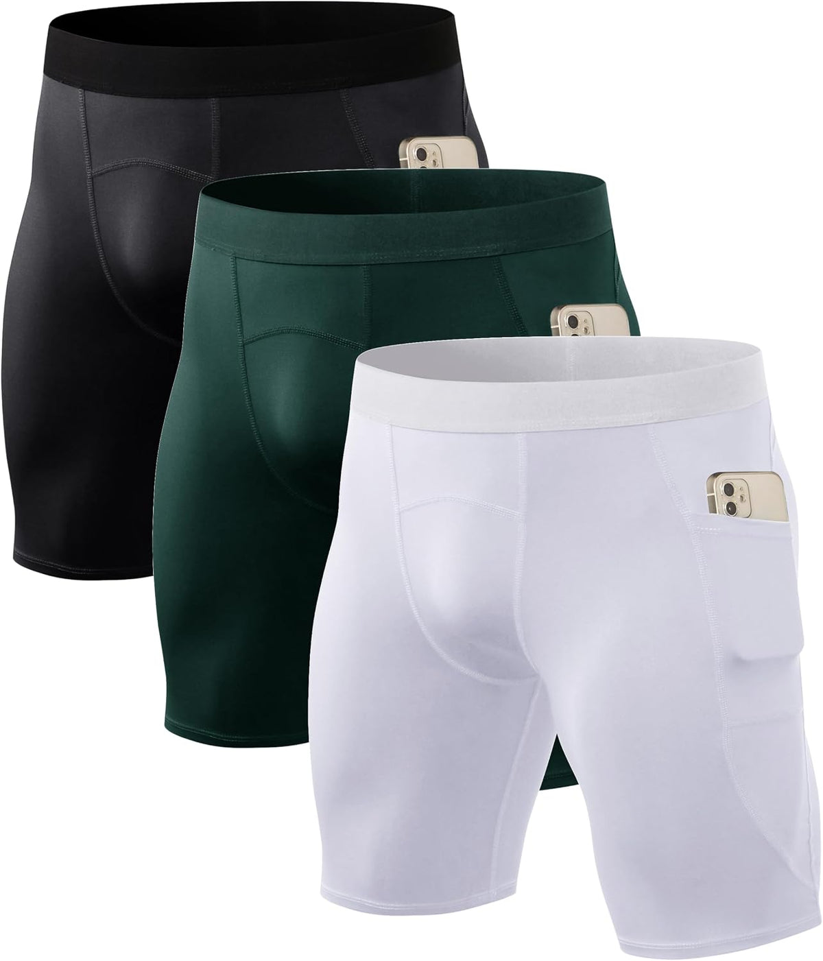 Queerier Mens Compression Shorts 3 Pack Spandex Running Shorts Sports Workout Base Layer Underwear Athletic Shorts - Image 9