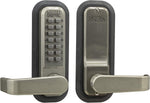 Lockey USA push-button digital door lock satin chrome finish angle view