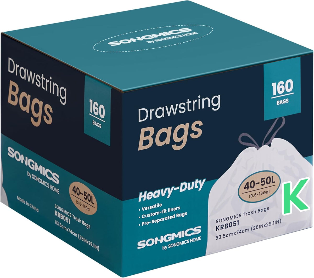 SONGMICS Trash Bags, Drawstring Kitchen Garbage Bags, Pre-Separated | Drawstring Kitchen Garbage Bags, Pre-Separated, for 8-Gallon (30 L) Trash Cans, Liner Code 30A, 1 Roll, 45 Count - Image 11