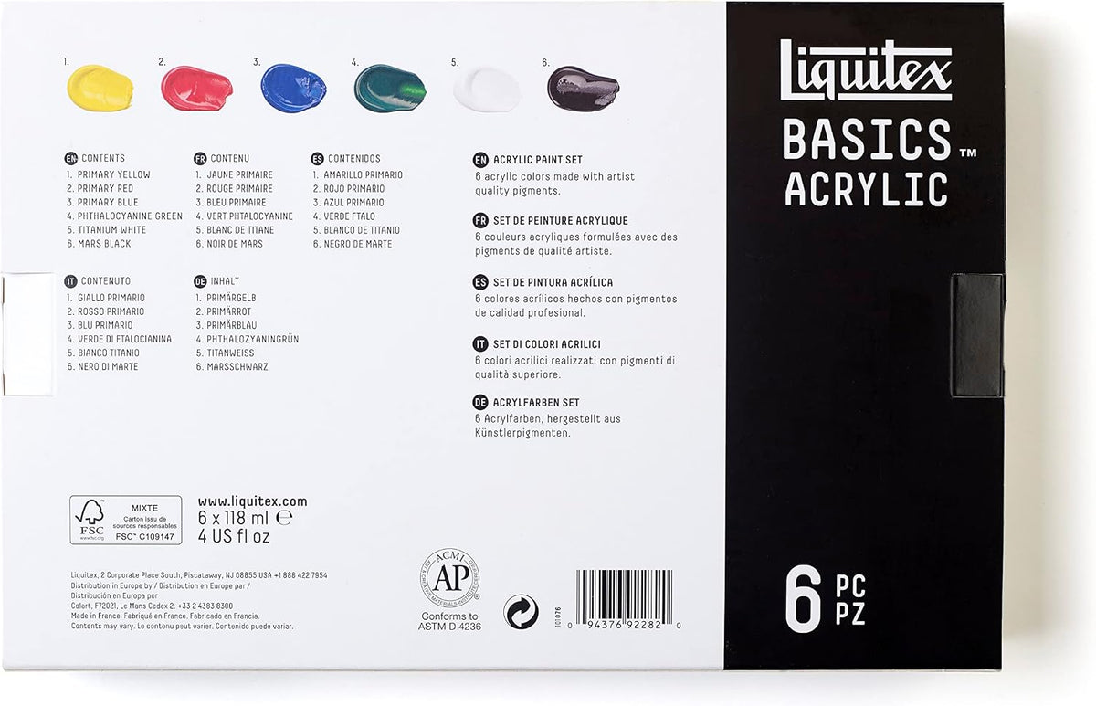 Liquitex Basics Acrylic Paint Set, 6 x 118ml (4-oz) Tube Paint Set - Image 13