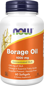 Now Foods borage oil 1000mg bottle front view nutritional supplement