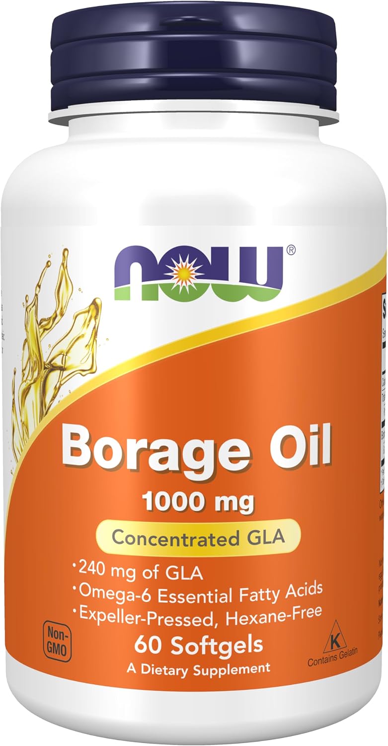 Now Foods borage oil 1000mg bottle front view nutritional supplement